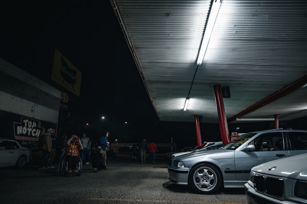 Car meet at night